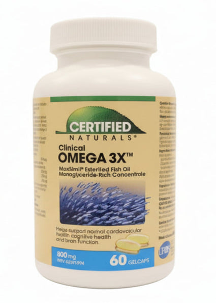 Certified Naturals Clinical Omega 3X Fish Oil Gelcaps with MAG-O3