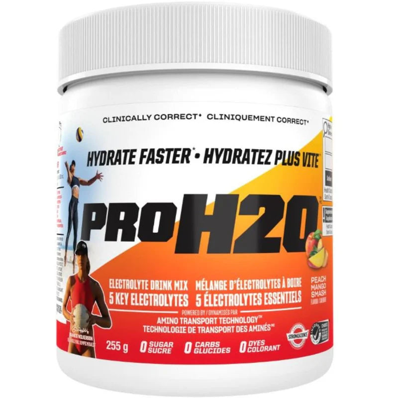 ProH20 electrolyte drink mix container on a white background